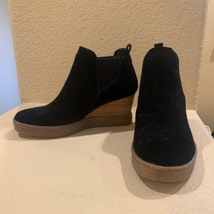 Söfft Black Suede Booties with Wedge Heel